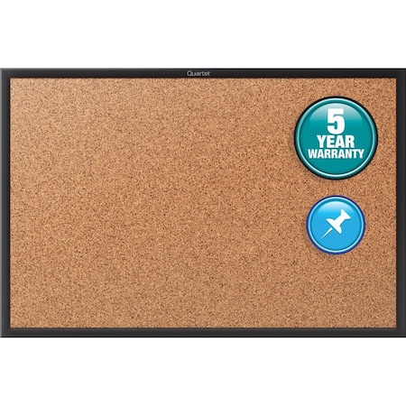 Cork Bulletin Board, 3'x2', Aluminum Frame/Black